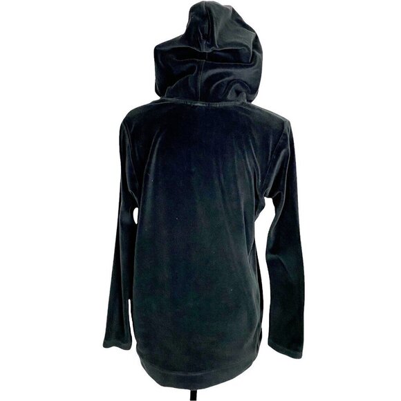 J Jill PURE JILL Pullover Velour Hoodie Sweatshirt Long Sleeve Black XS 46-2 - Picture 2 of 12